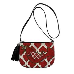 Brighton Crossbody Love Dove Bag Purse Canvas Leather Red White Bird w/Charm